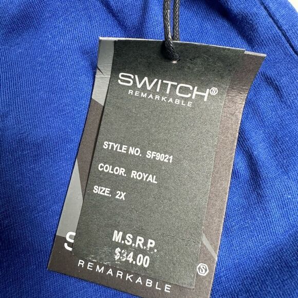 NWT Switch Men’s Blue Short Sleeve Utility Tee Shirt 3D Yellow Buckle Pocket 2XL - Picture 5 of 7